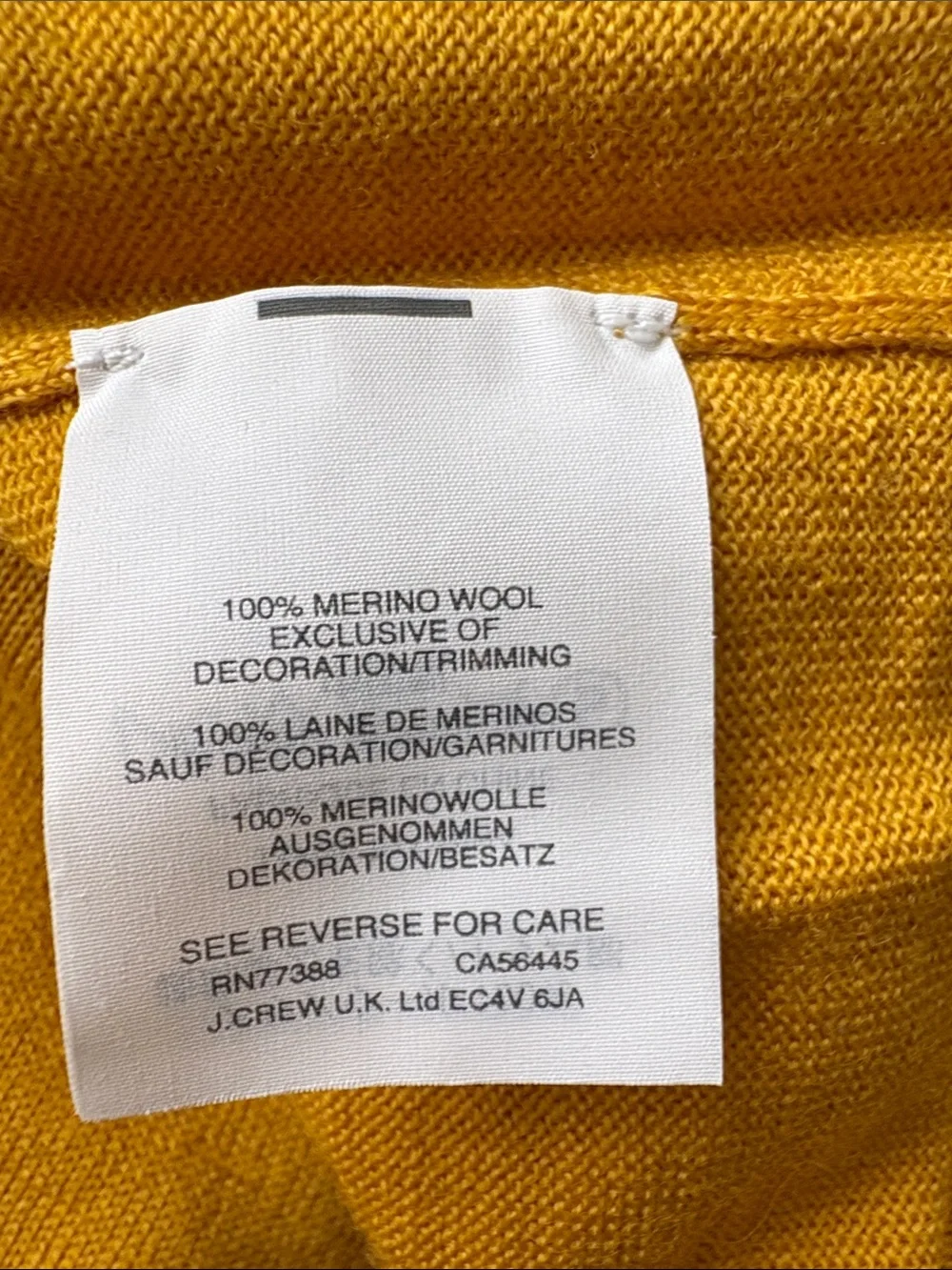 J. Crew Mustard Crewneck Merino Wool Sweater with Turtle Embroidery